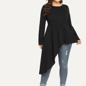 ‫Plus Asymmetrical Hem Solid Blouse